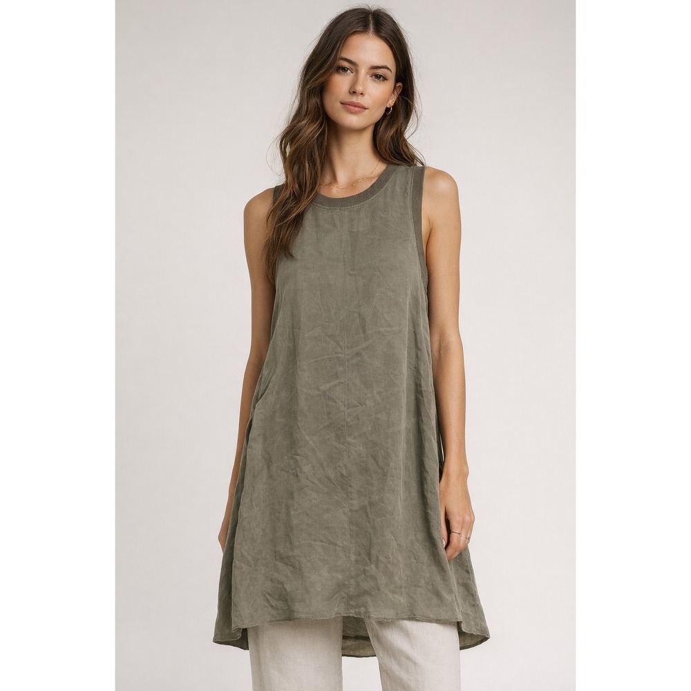 Enza Costa Olive Green Long Sleeve Midi Dress  XS